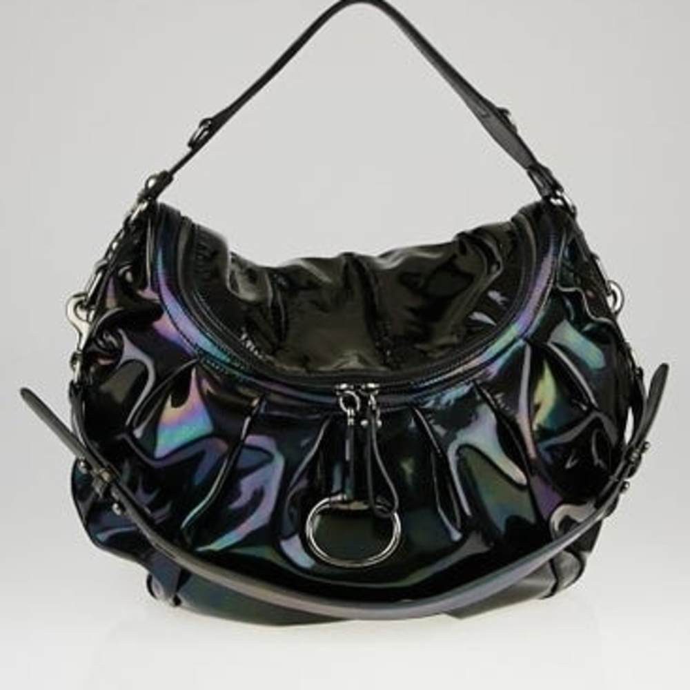Gucci Iridescent Patent Leather Icon Bit Medium Shoulder Bag